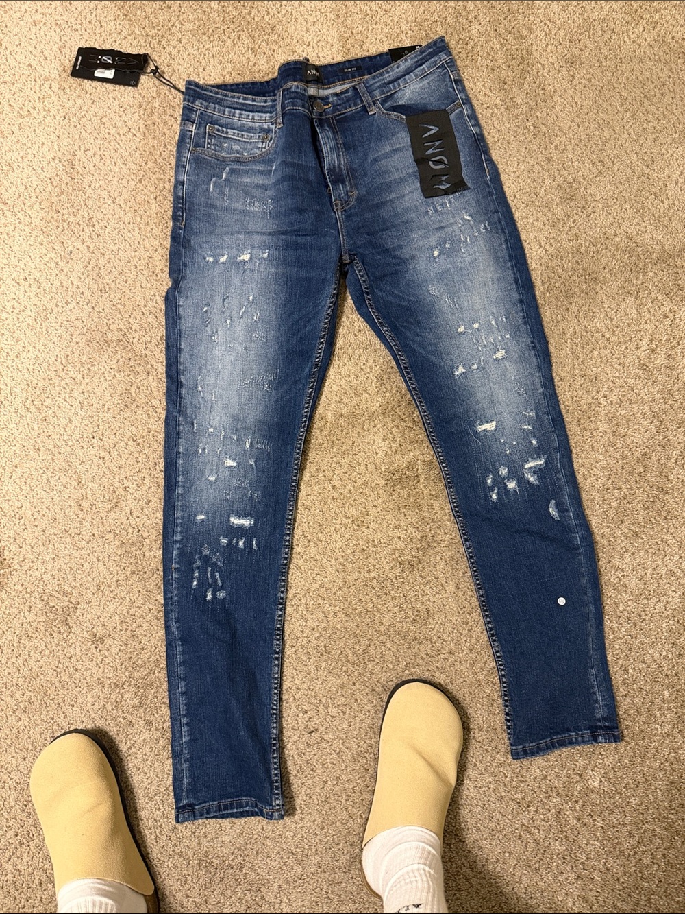 Men's Skinny Distressed Blue Jeans